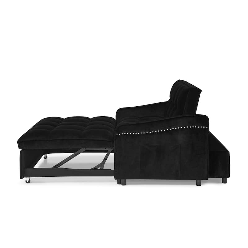 Mid-Century Modern Sofa Bed with USB Charging and Adjustable Backrest