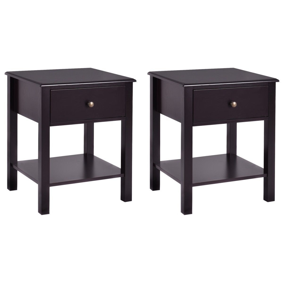 Shop Costway 2 Pcs Nightstand End Table Storage Display Furniture