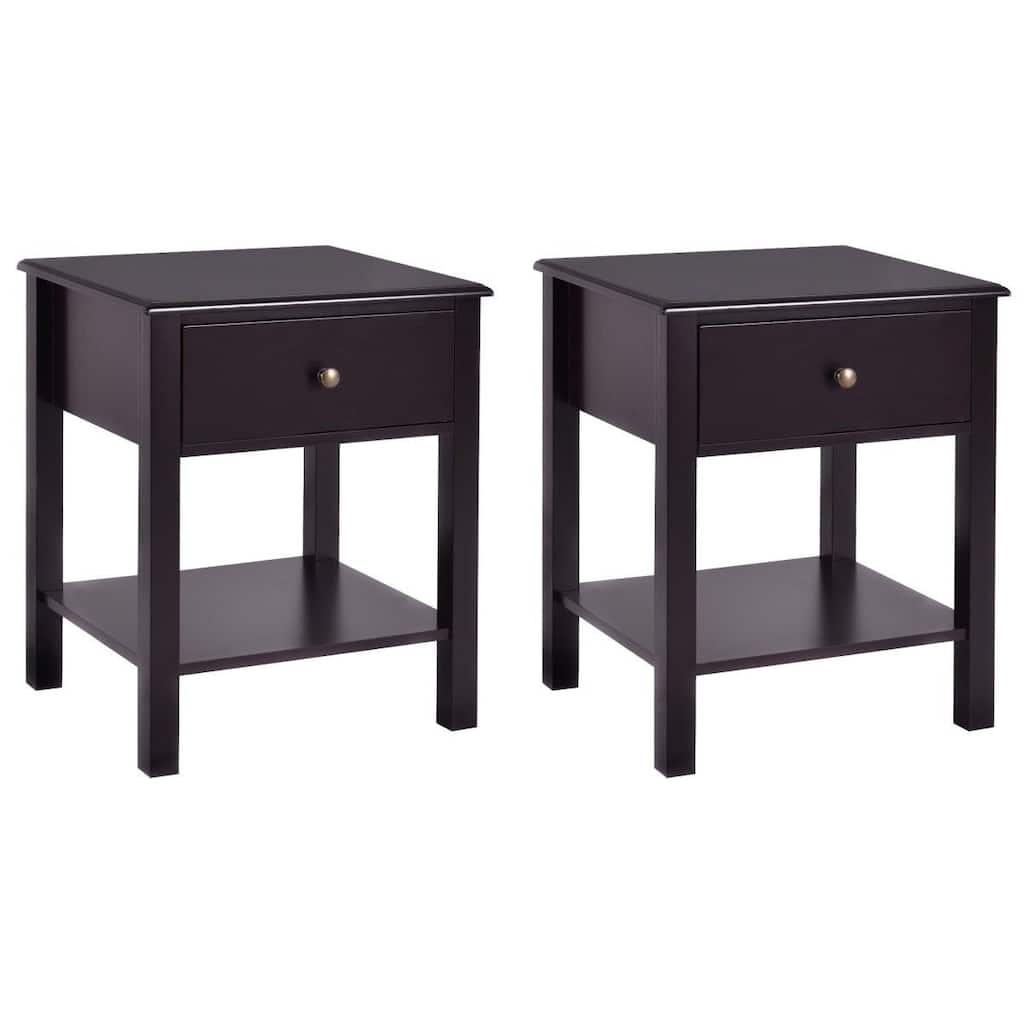 Costway 2 PCS Nightstand End Table Storage Display Furniture Drawer