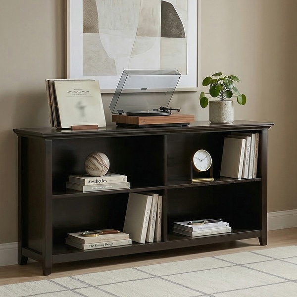 WYNDENHALL Halifax 64 inch Wide Solid Wood Transitional 4 Shelf