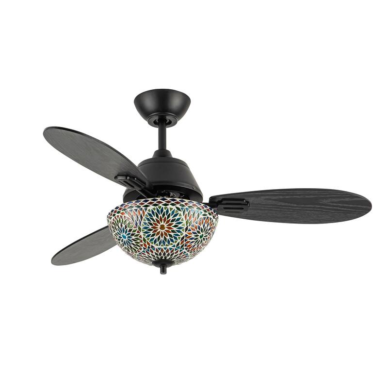 Costello River of Goods 3-blade 42-inch Modern Indoor Ceiling Fan with Mosaic Glass Shade and Remote Control