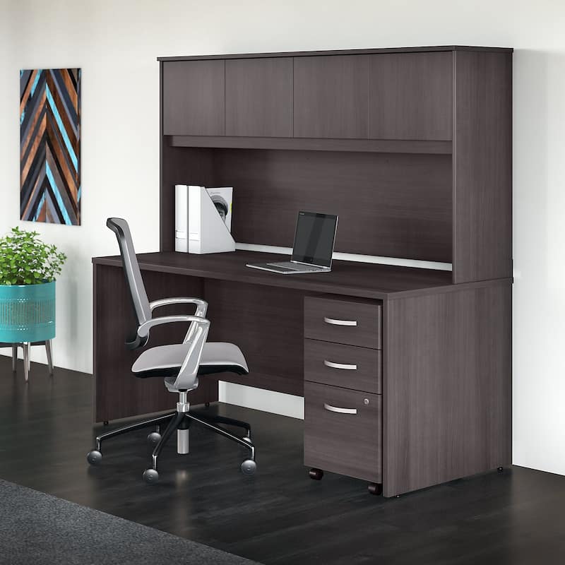 Studio C 72W Desk with Hutch and Drawers by Bush Business Furniture - Storm Gray