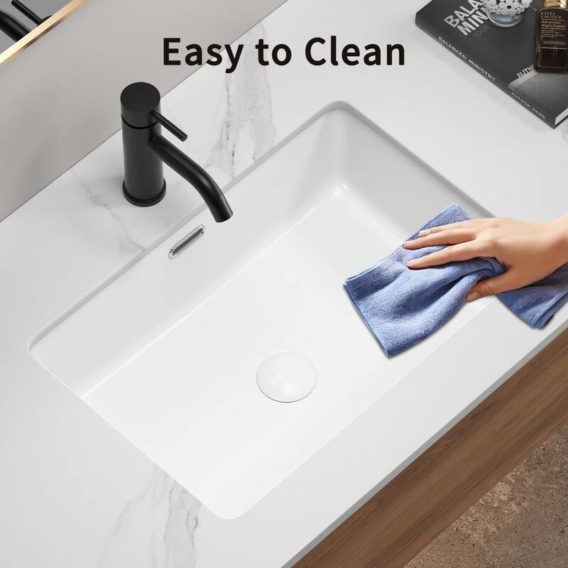 Eridanus Undermount Kitchen Sink - White Ceramic Sink, Deep Single Bowl (Without Bottom Grid and Strainer Drain