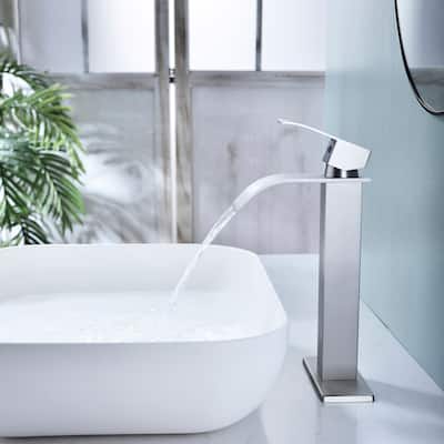 11" Tall Brushed Nickel Single-Handle Single-Hole Basin Faucet