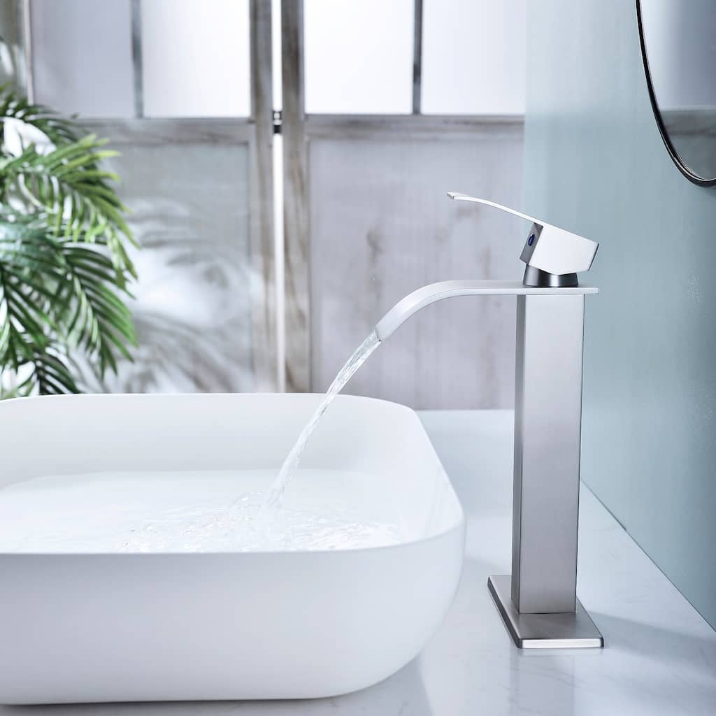 11" Tall Brushed Nickel Single-Handle Single-Hole Basin Faucet