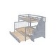 preview thumbnail 4 of 9, Wooden Twin/Full Stairway Bunk Bed with Trundle,Grey