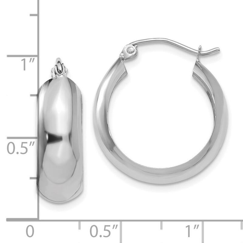 Curata 10k White Gold 14x7mm Wedding Band Hoop Earrings