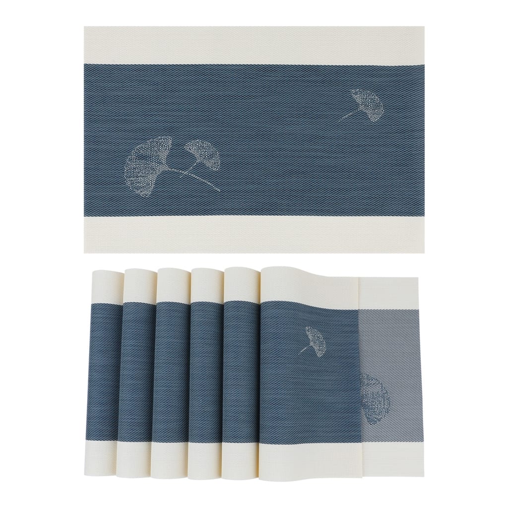 Set of 6 PVC Placemats for Kitchen Dining Table Decor Heat Resistant Table Placemats Wipeable Table Mat - 18*12in