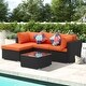preview thumbnail 9 of 23, 5 pieces Outdoor Sofa Sets Patio Rattan Sofas with Waterproof Cushions & Coffee Table 5-sets-ottos - Orange