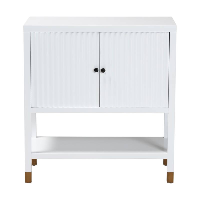 Aiden Fluted Sideboard - 2-Door Accent Storage Cabinet with Open Shelf and Raised Legs, Compact Entryway or Dining Room Cabinet