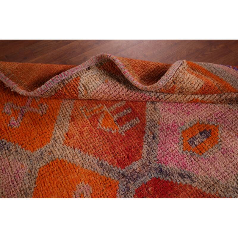Transitional Oushak Vintage Runner Rug Handmade Turkish Wool Carpet - 3'4"x 10'5"