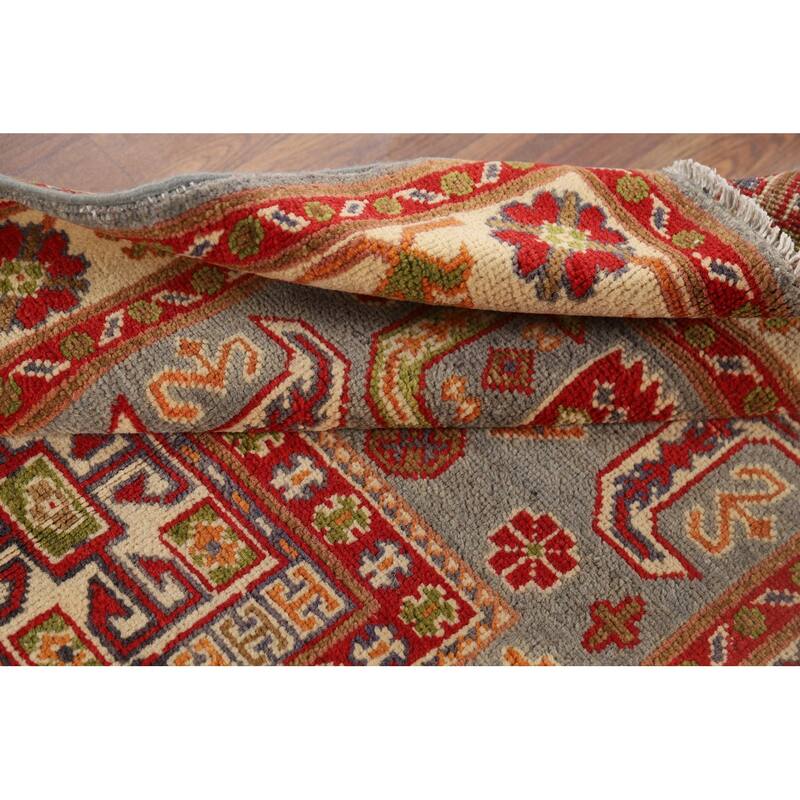 Geometric Kazak Accent Rug Handmade Wool Carpet - 3'4" x 5'0"
