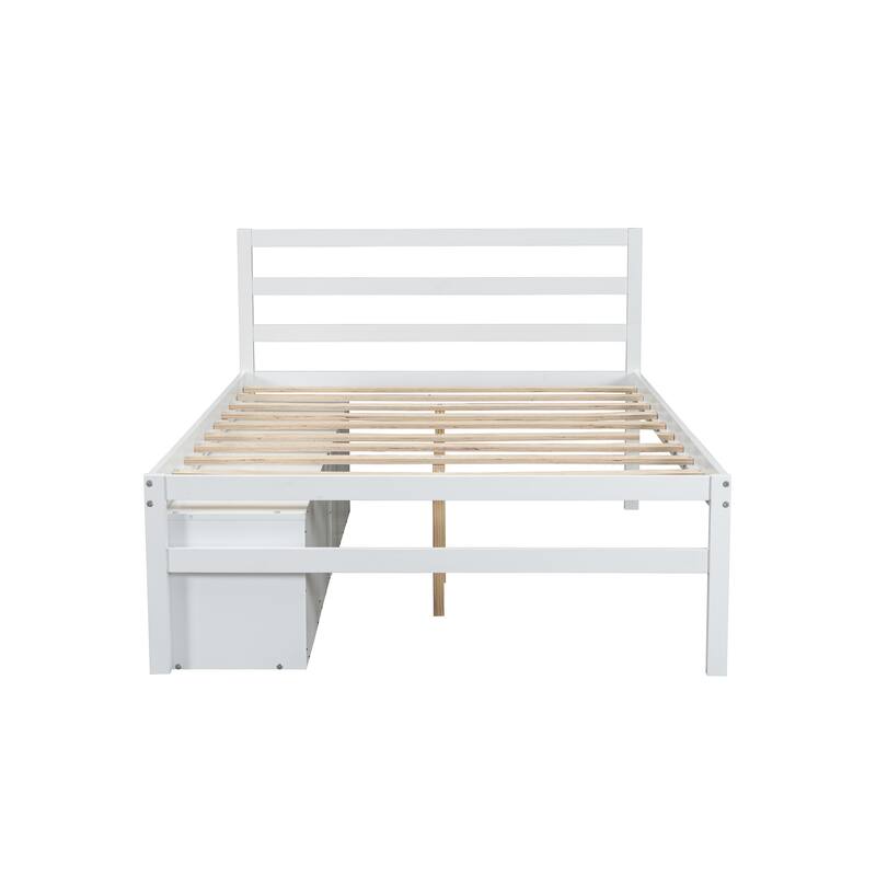 Full Size Wood Bed with Removable Shelves & 2 Storage Drawers