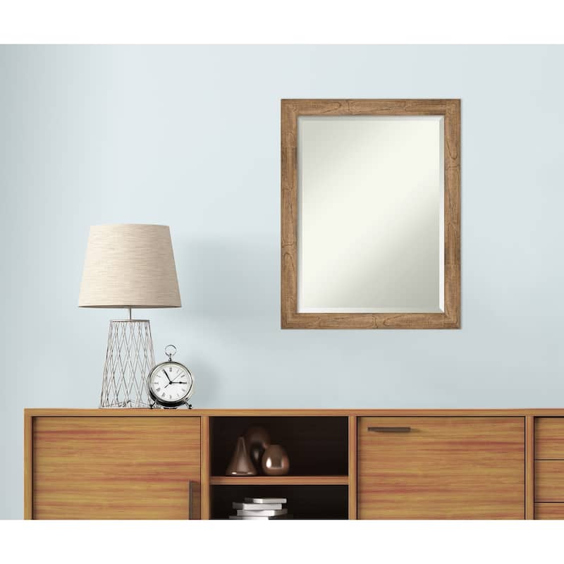 Beveled Wood Wall Mirror - Owl Brown Narrow Frame