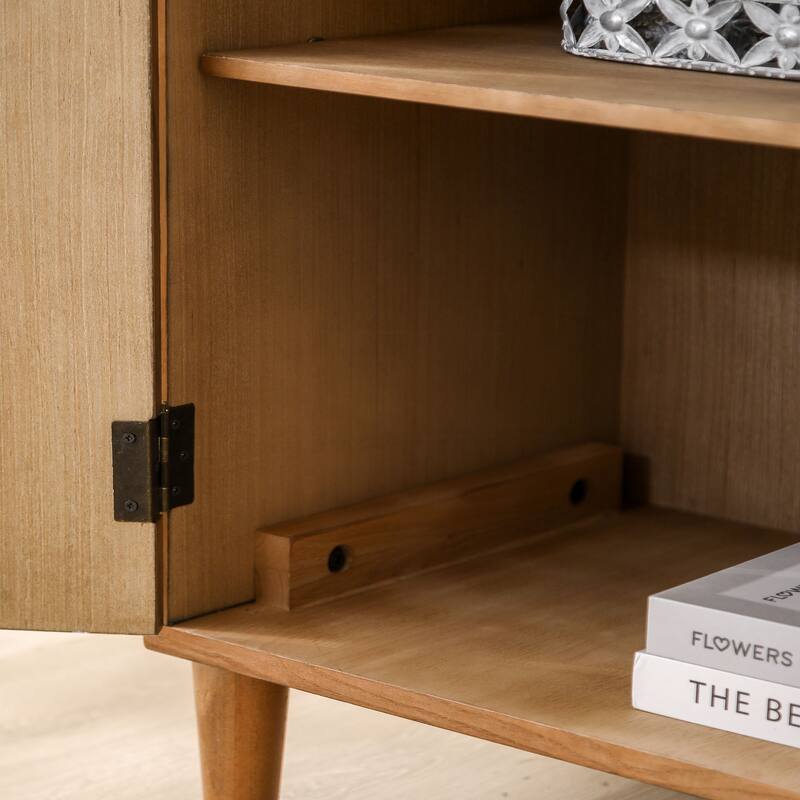 Rustic Hand-Carved Wooden 2-Door Cabinet