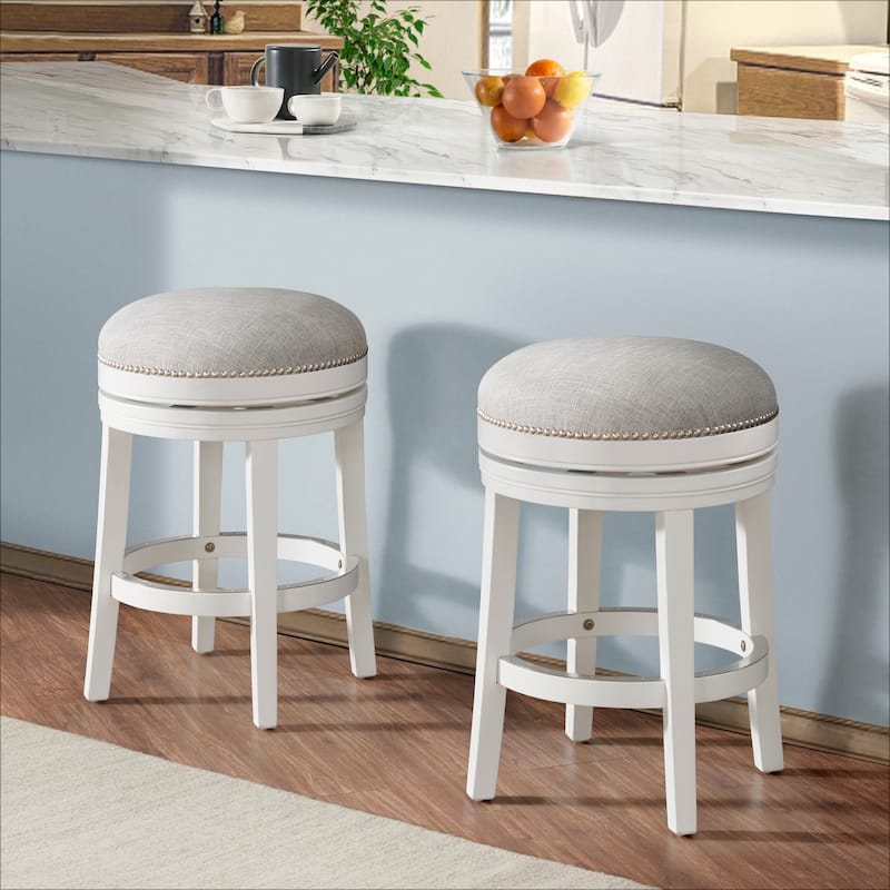 Clara Swivel Bar Stool - Set of 2 - White - Bar Height/Counter height/Counter Height
