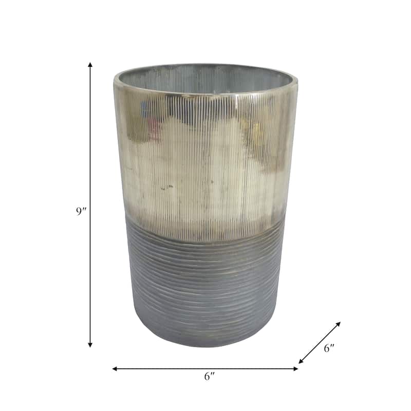 Sagebrook Home Glass Vases Modern Decorative Ribbed Cylinder Vase in High-Quality Glass