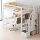 preview thumbnail 4 of 21, Twin Size Loft Bed with Staircase, L-Shaped Desk bed, LED Lights, Shelves & Cabinets, Space-Saving Workstation Bed Frame