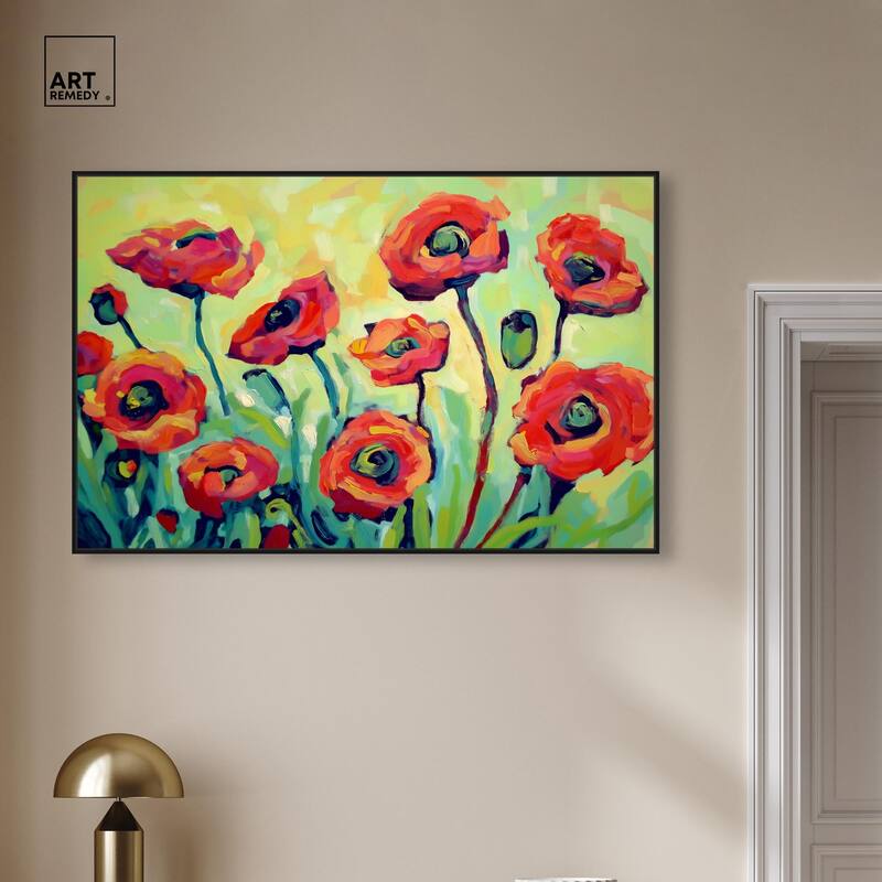Red Poppy Field I Canvas by Art Remedy