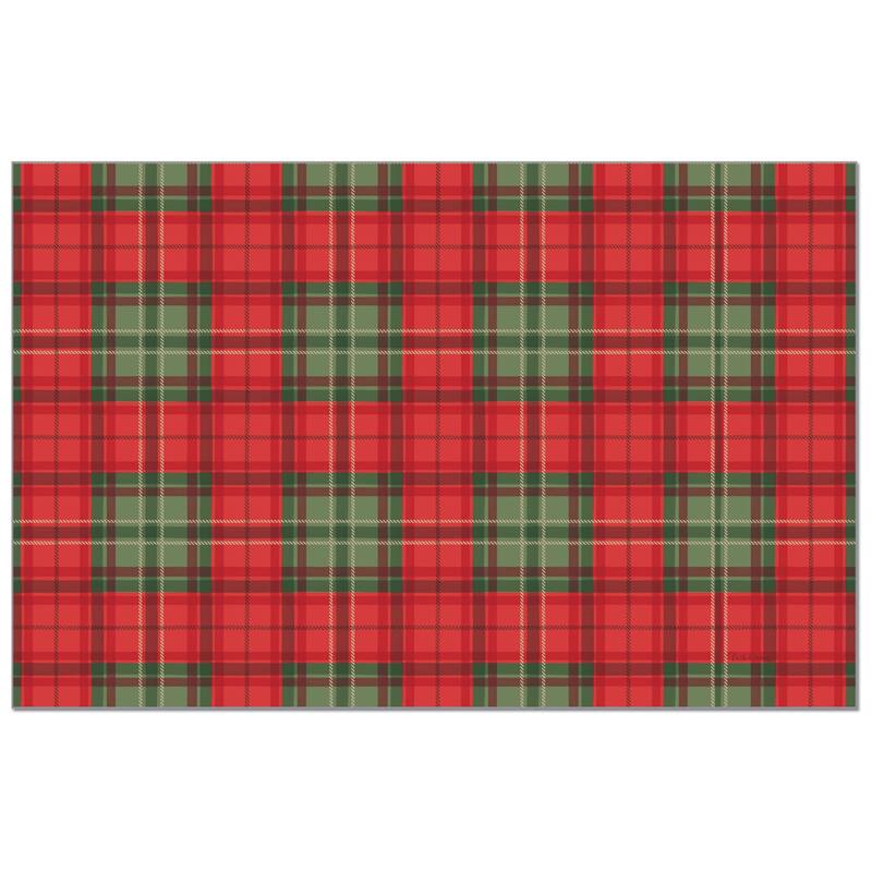 Classic Christmas Plaid 24 Sheet Reusable Premium Paper Stock Placemats in Resealable Storage Bag Made in The USA 17" x 11" - More than 12