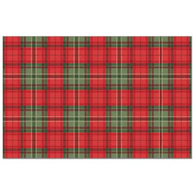 Classic Christmas Plaid 24 Sheet Reusable Premium Paper Stock Placemats in Resealable Storage Bag Made in The USA 17" x 11"