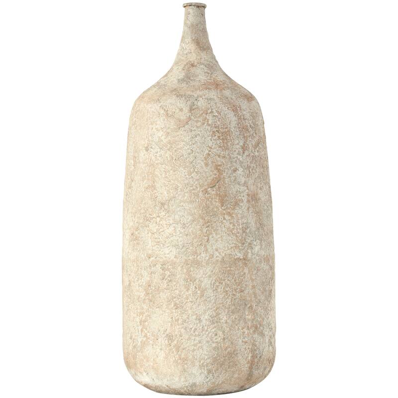 Beige Metal Handmade Antique Style Distressed Vase