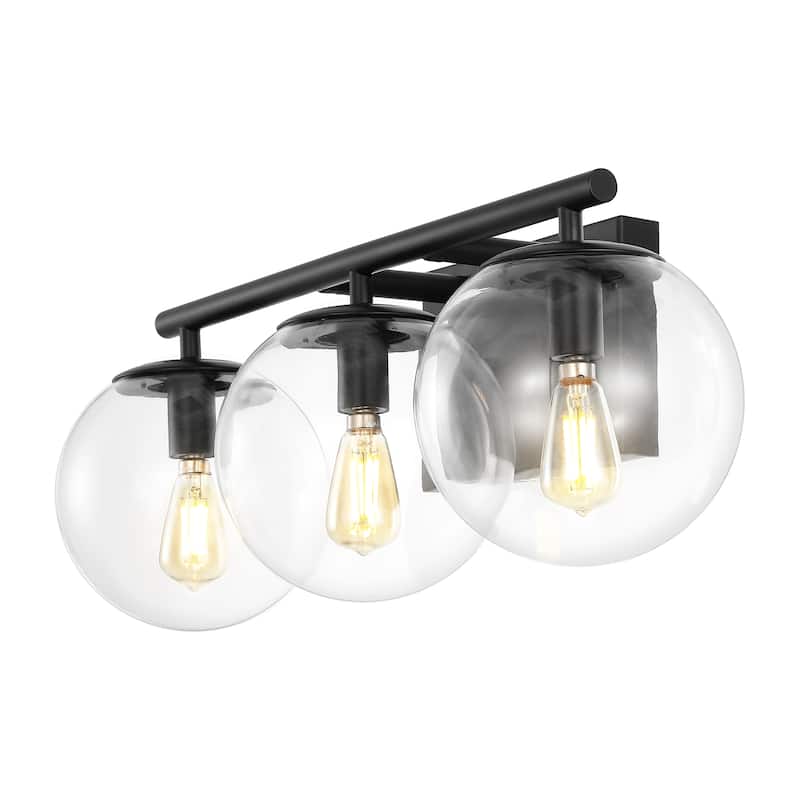 SAFAVIEH Lighting Tallina 3-Light 20-inch Glass Orb Wall Sconce (LED Bulbs Included) - 7.5 In. W x 20 In. D x 7.8 In. H - Black