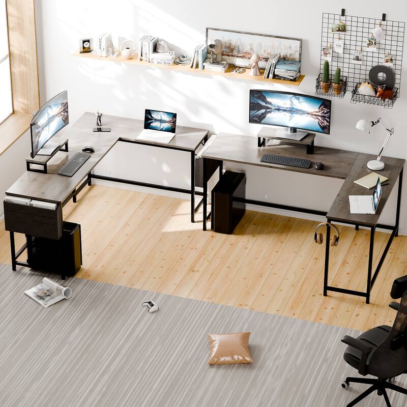 Futzca L Shaped Computer Desk with Monitor Stand