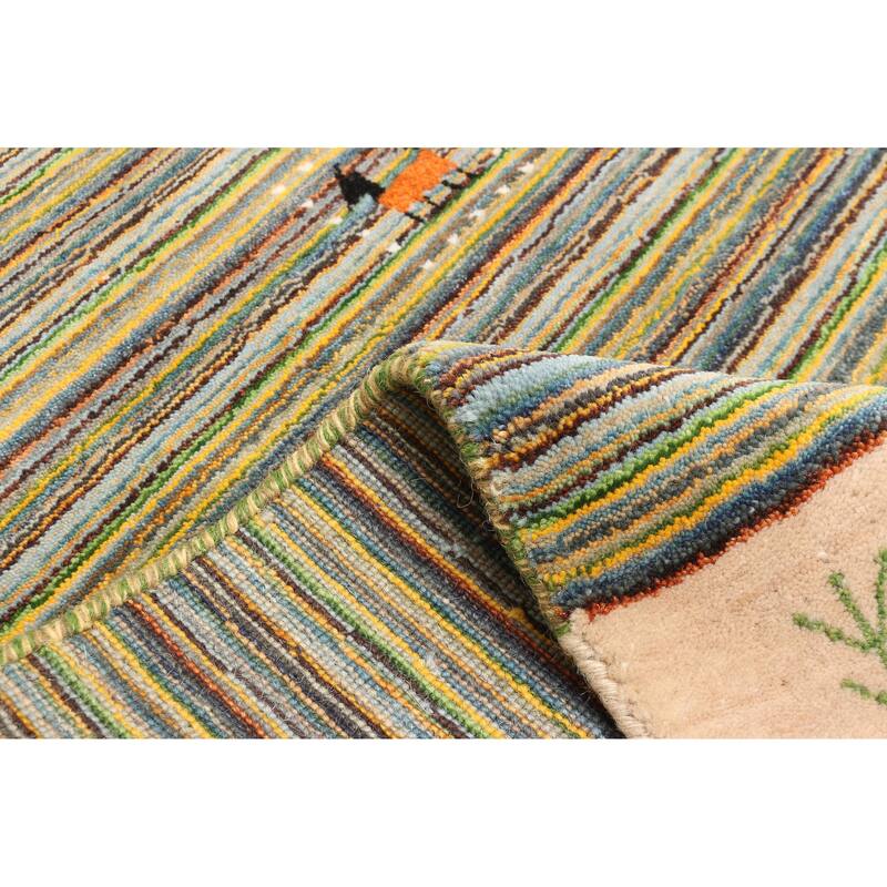 ECARPETGALLERY Hand Loomed Kashkuli Gabbeh Green Wool Rug - 4'0 x 5'9