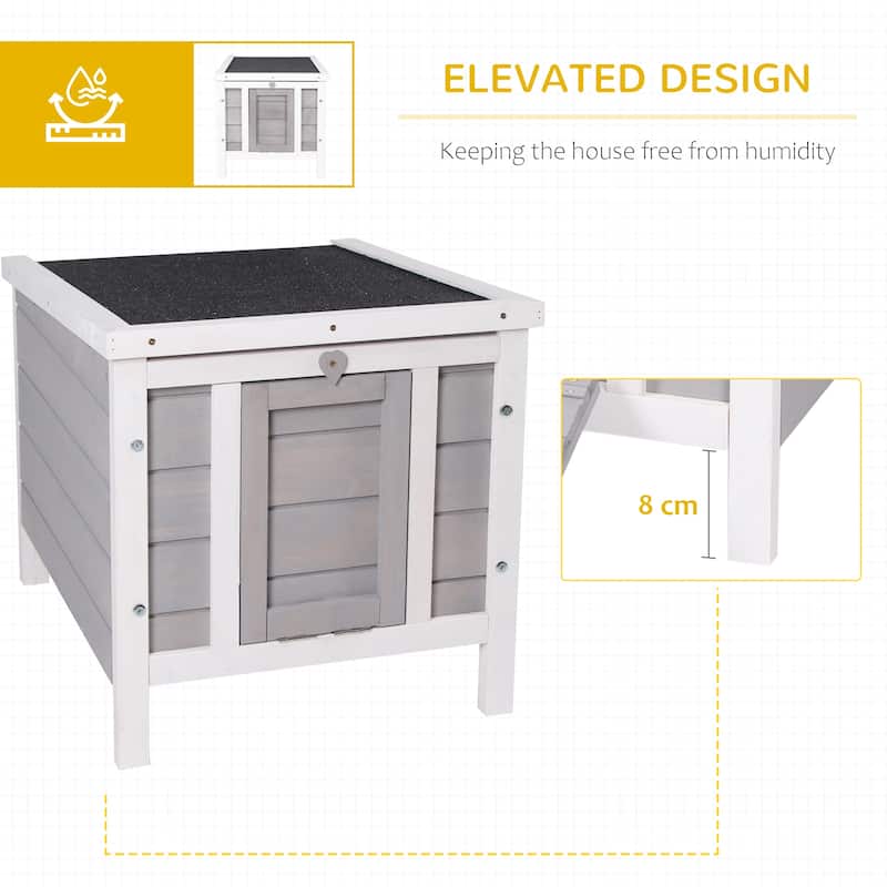 PawHut Small Wooden Rabbit Hutch Bunny Cage Guinea Pig House Dog Cage with Openable & Waterproof Roof, Grey