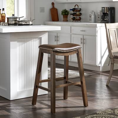 Ordway Faux Leather Saddle Seat Backless Stool by iNSPIRE Q Classic
