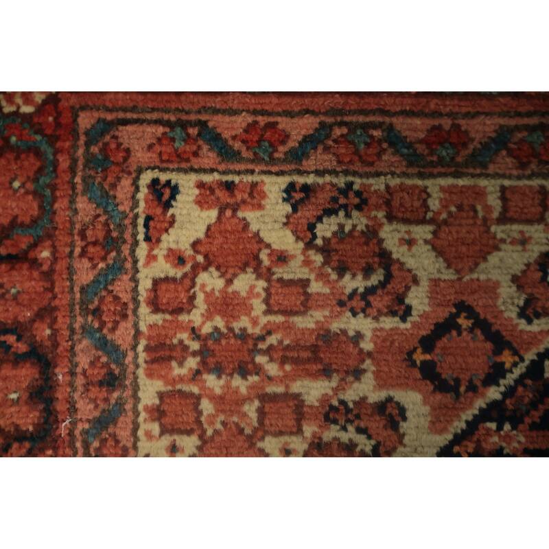 Hand Knotted Oriental 100% Wool Carpet Traditional Geometric Navy Blue & Blues Malayer Area Rug - 6' 8'' X 4' 4''