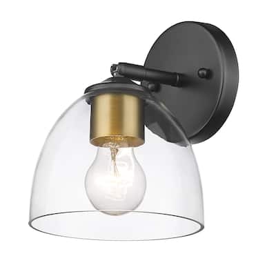 Roxie 1 Light Wall Sconce - Matte Black with Clear Glass