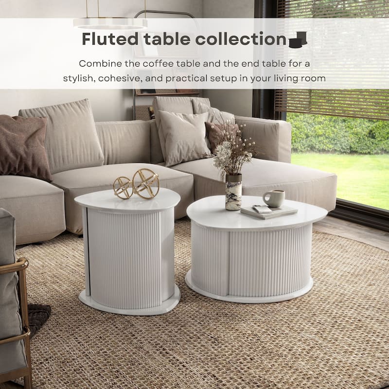 Furniture of America Astra Modern 3-Piece Glossy White Triangle Storage Coffee Table Set
