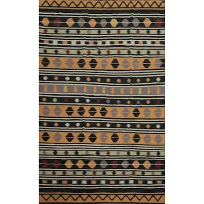 Hand Woven Oriental 100% Wool Carpet Southwestern Modern Oranges & Rust Kilim Area Rug - 13' 11'' X 9' 2''