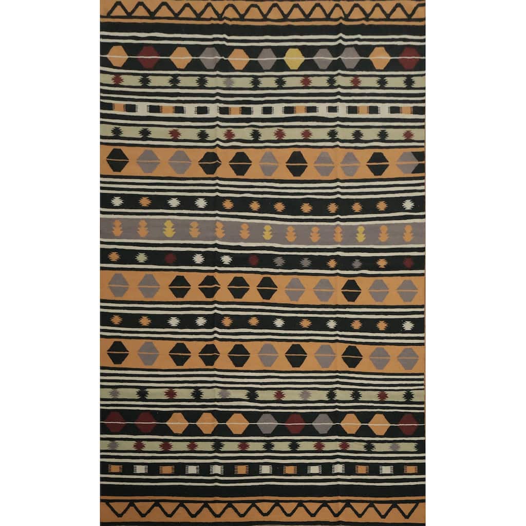 Hand Woven Oriental 100% Wool Carpet Southwestern Modern Oranges & Rust Kilim Area Rug - 13' 11'' X 9' 2''