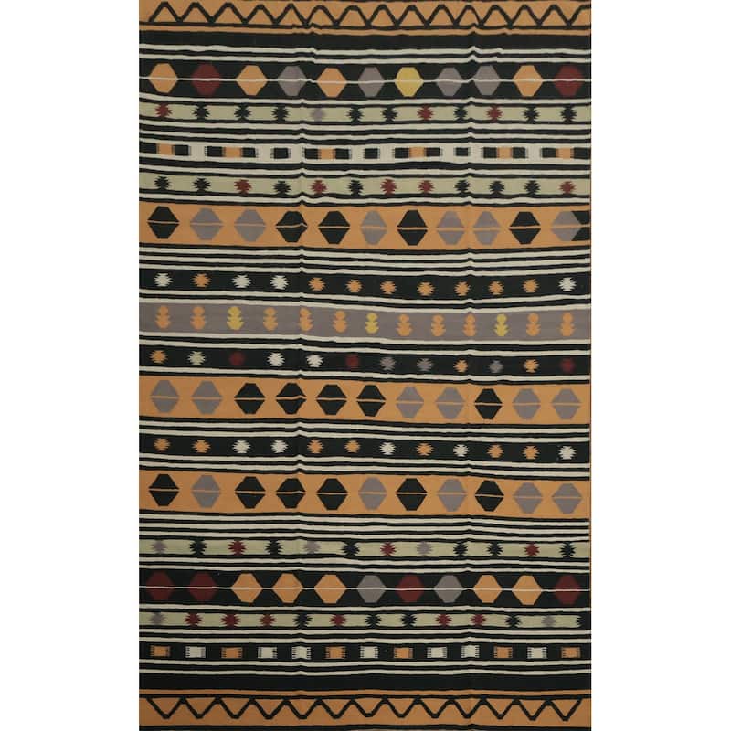 Hand Woven Oriental 100% Wool Carpet Southwestern Modern Oranges & Rust Kilim Area Rug - 13' 11'' X 9' 2''