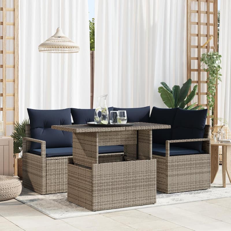 vidaXL 5 Piece Garden Sofa Set with Cushions - 69.7×48×27.2 - Grey