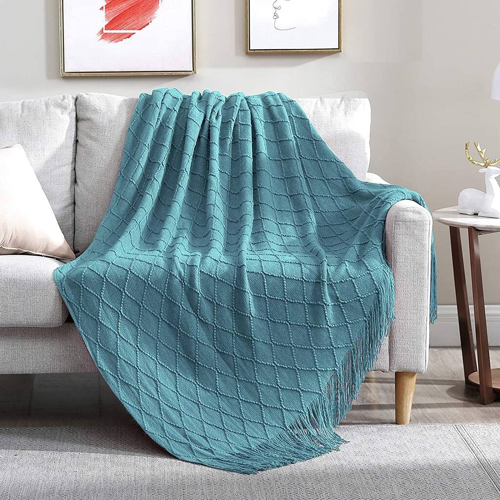 Throw Blanket for Couch Acrylic Knit Woven Summer Blanket