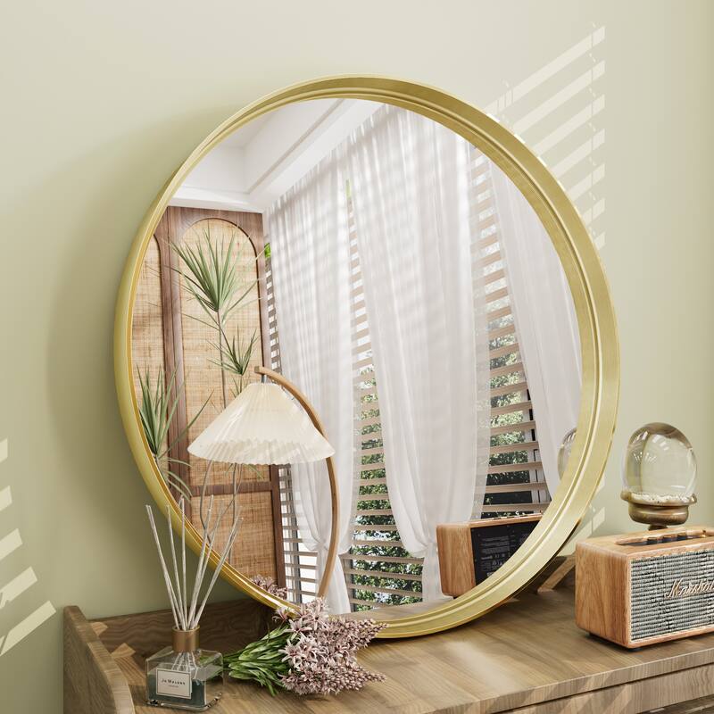 Round Tempered Glass and Metal Framed French Cleat Mounted Wall Bathroom / Vanity Mirror