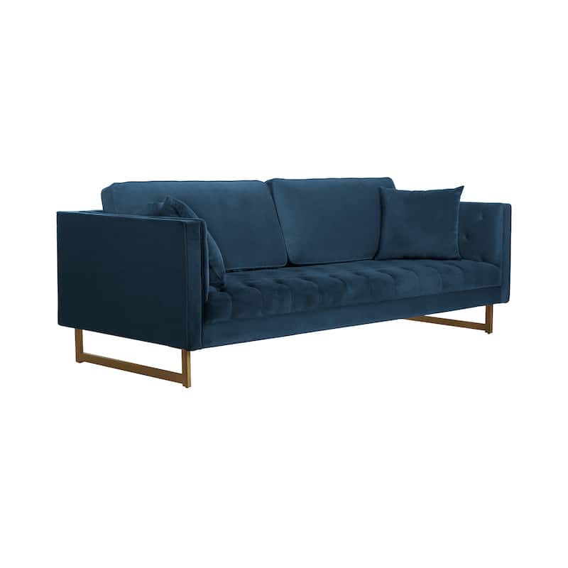 Lenox Velvet 90" 3-Seater Sofa with Brass Legs