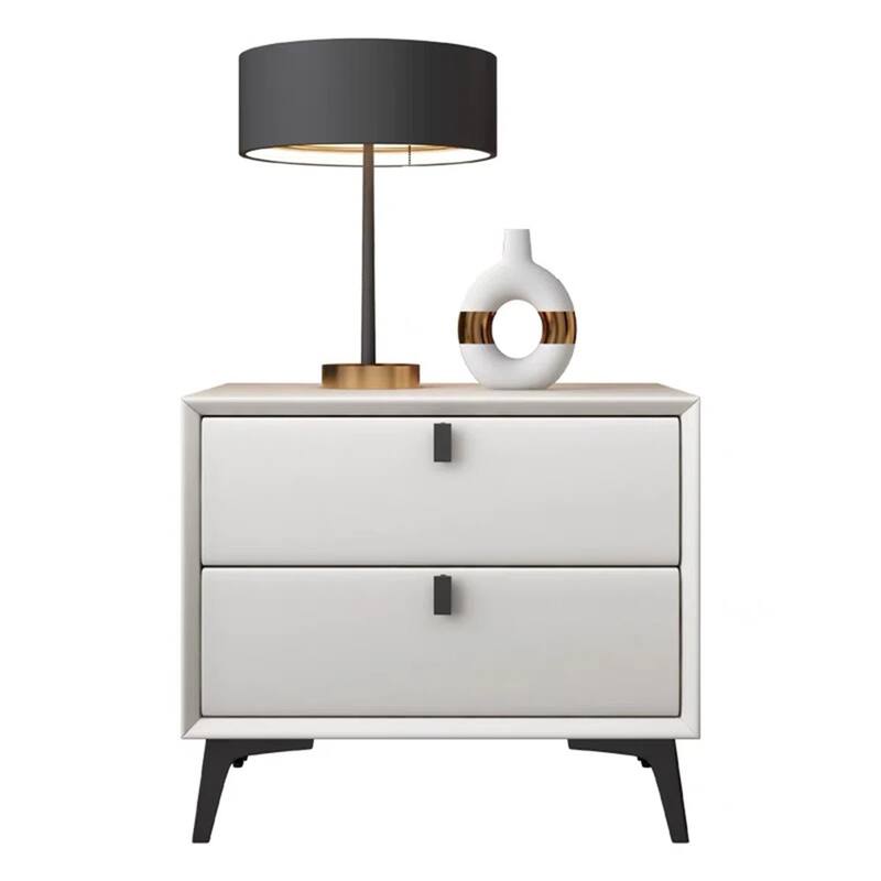Modern White Pine Nightstand with Two Drawers