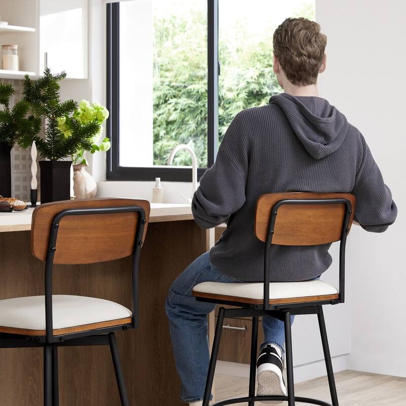 Spruce & Spring Claire Swivel Counter Height Bar Stool Set