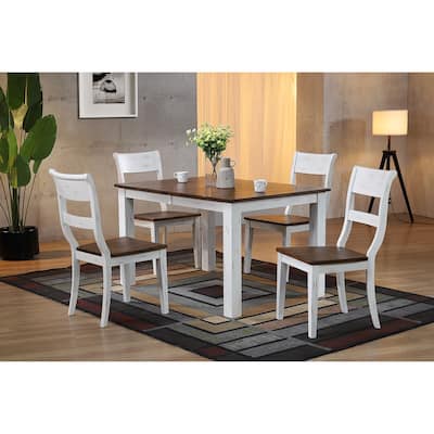 Parsons Distressed Cotton White/ Cocoa Brown 5-Piece Dining Set