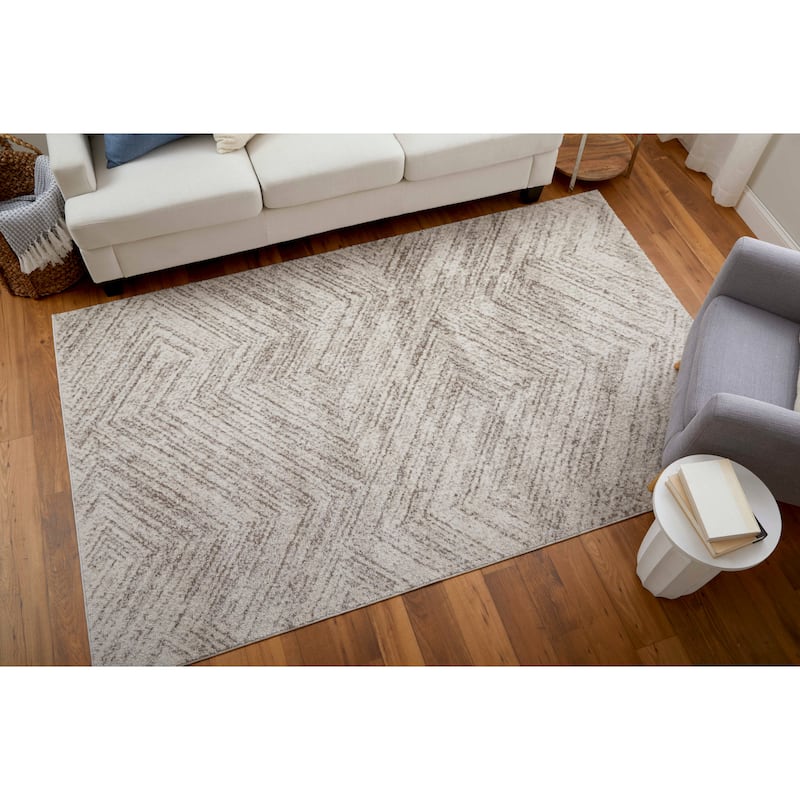 Grand Bazaar Kayden Machine Made Geometric Modern Area Rug - 4' x 6' - Ivory/Tan/Brown