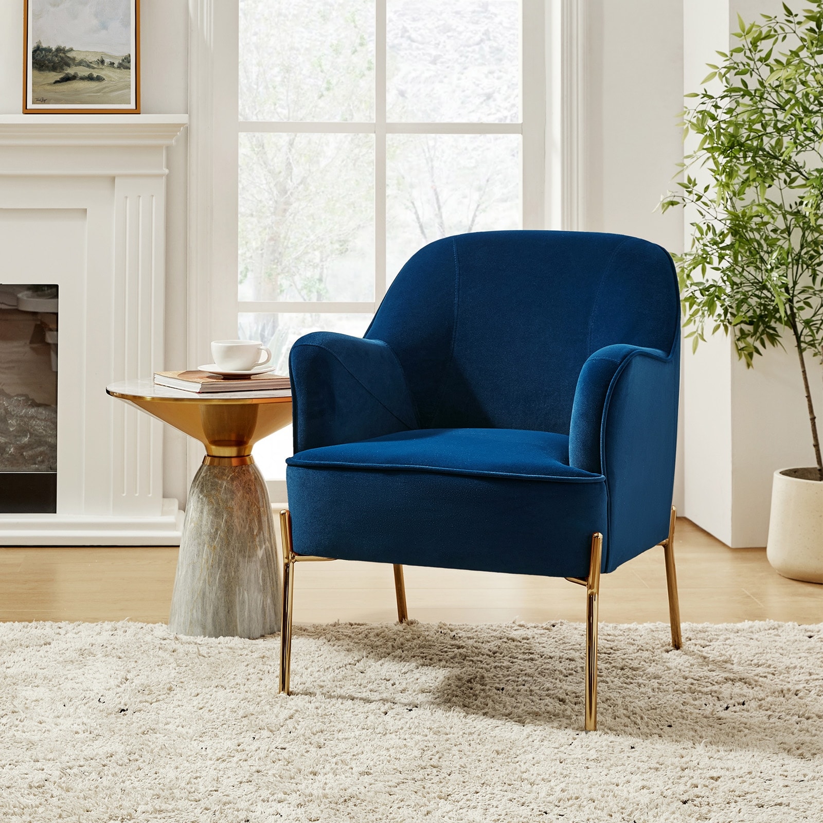 Royal blue hot sale velvet accent chair