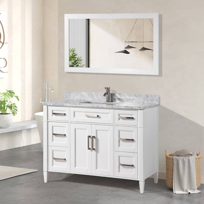 Vanity Art 48-Inch Bathroom Vanity Set with Carrara Marble Top - 22 x 48 x 36 Inches
