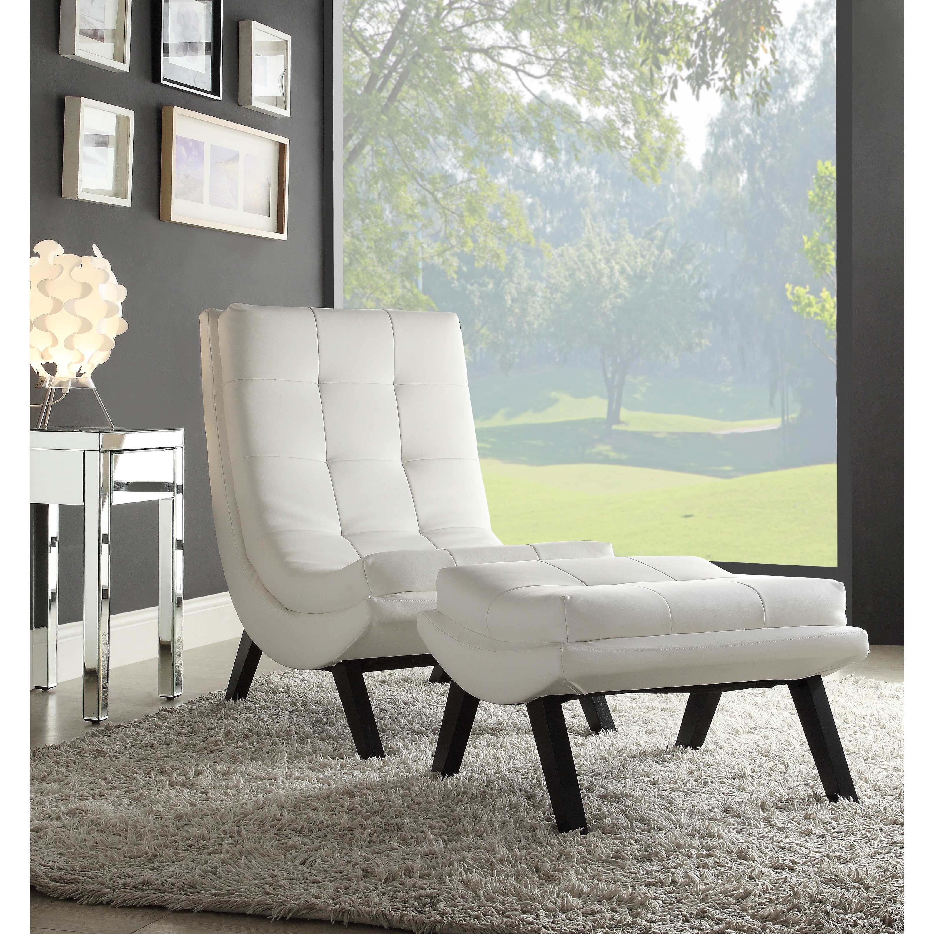 Strick Bolton Ornette Faux Leather Lounge Chair and Ottoman Set