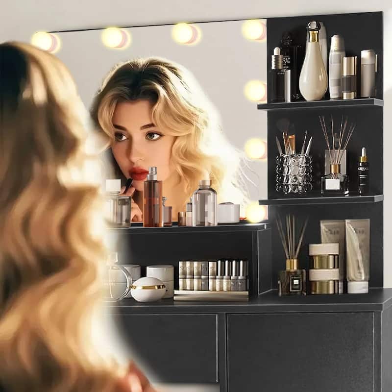 Vanity Desk with Mirror and Lights