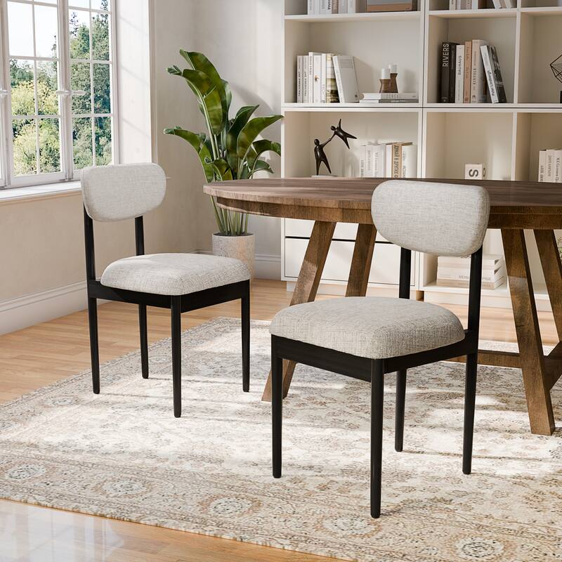 Modern Upholstered Dining Chair with Solid Wood Legs Side Chair for Kitchen Dining Room Living Room (Set of 2)